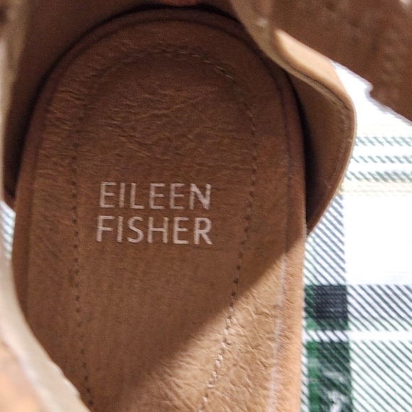 Eileen Fisher Women Tan Leather Strappy Wedge Sandals Size 9 - Picture 7 of 13